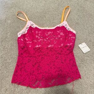 Free People Pink Lace Cami Top
